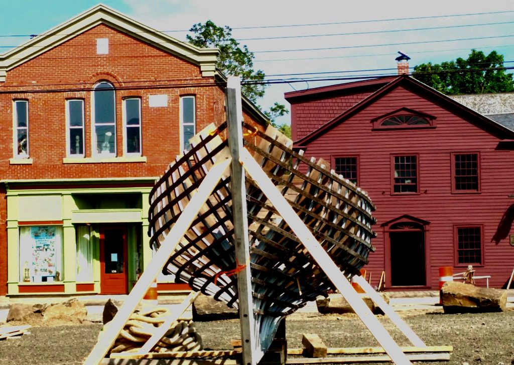 Annapolis Royal, Nova Scotia: public boat-building project on the main street
